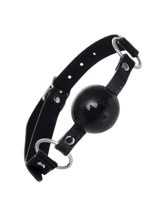 Черный кляп-шар на кожаных ремешках Anonymo - ToyFa - купить с доставкой в Мытищах