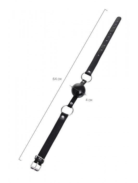 Черный кляп-шар на кожаных ремешках Anonymo - ToyFa - купить с доставкой в Мытищах