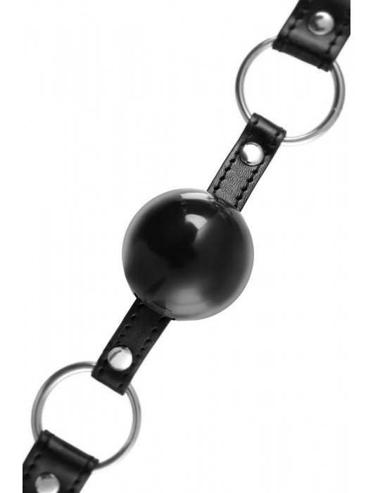 Черный кляп-шар на кожаных ремешках Anonymo - ToyFa - купить с доставкой в Мытищах
