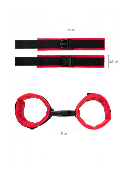 Красно-черные велюровые оковы Anonymo - ToyFa - купить с доставкой в Мытищах