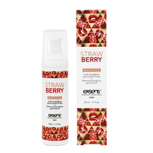 Разогревающее массажное масло  с ароматом клубники Gourmet Strawberry - 50 мл. - Exsens - купить с доставкой в Мытищах
