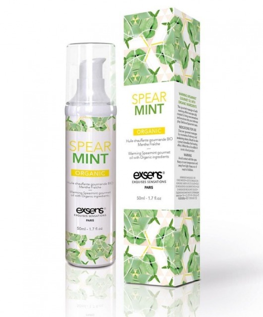 Разогревающее массажное масло Gourmet Spearmint Organic с органическими ингредиентами - 50 мл. - Exsens - купить с доставкой в Мытищах