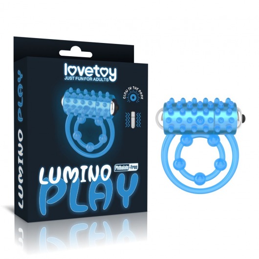Голубое, светящееся в темноте виброкольцо Lumino Play Vibrating Penis Ring - Lovetoy - в Мытищах купить с доставкой