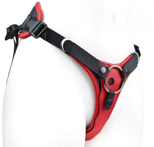 Красно-черный женский пояс с 2 способами крепления насадок - LOVETOY (А-Полимер) - купить с доставкой в Мытищах