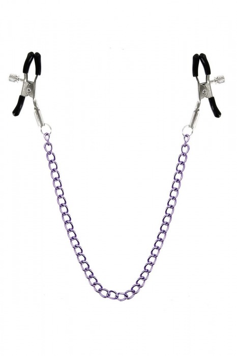Зажимы для сосков с фиолетовой цепочкой Sweet Caress Nipple Chain - Sweet Caress - купить с доставкой в Мытищах