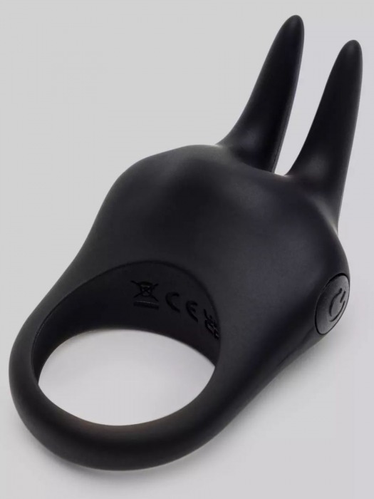 Черное эрекционное виброкольцо Sensation Rechargeable Vibrating Rabbit Love Ring - Fifty Shades of Grey - в Мытищах купить с доставкой