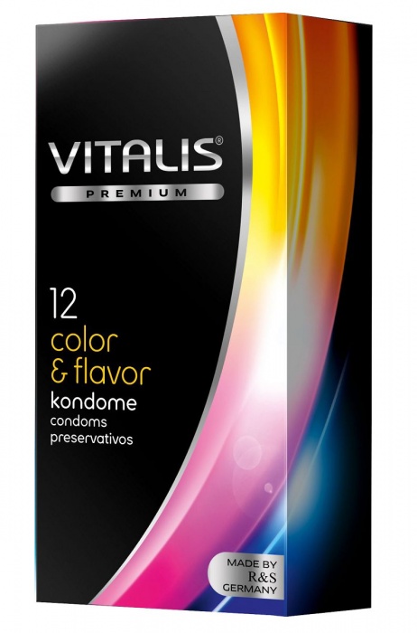 Цветные ароматизированные презервативы VITALIS PREMIUM color   flavor - 12 шт. - Vitalis - купить с доставкой в Мытищах