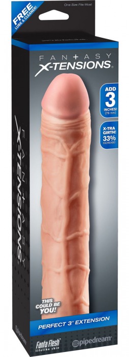 Телесная удлиняющая насадка Perfect 3 Extension - 22 см. - Pipedream - в Мытищах купить с доставкой