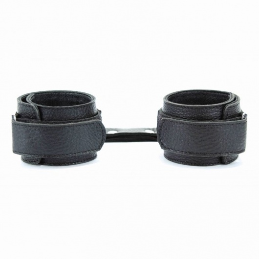 Чёрные кожаные наручники - БДСМ Арсенал - купить с доставкой в Мытищах