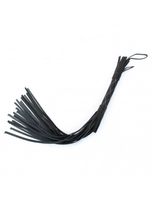 Аккуратная чёрная плетка  из натуральной кожи - БДСМ Арсенал - купить с доставкой в Мытищах