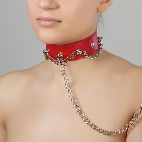 Красный ошейник из натуральной кожи - Sitabella - купить с доставкой в Мытищах