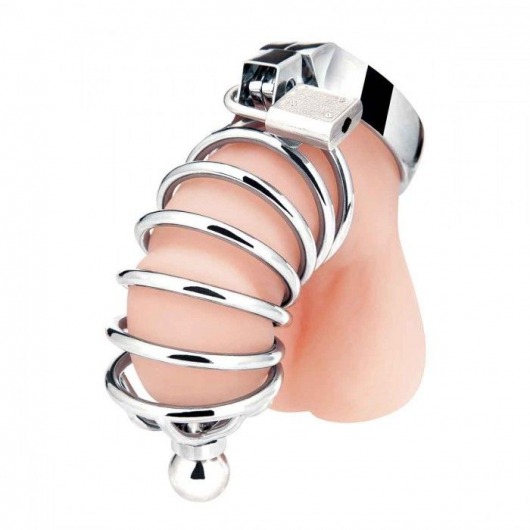 Серебристая клетка для члена Urethral Play Cage - BlueLine - купить с доставкой в Мытищах