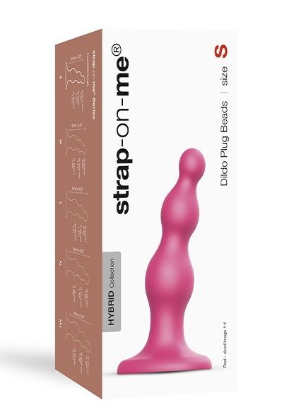 Розовая насадка Strap-On-Me Dildo Plug Beads size S - Strap-on-me - купить с доставкой в Мытищах