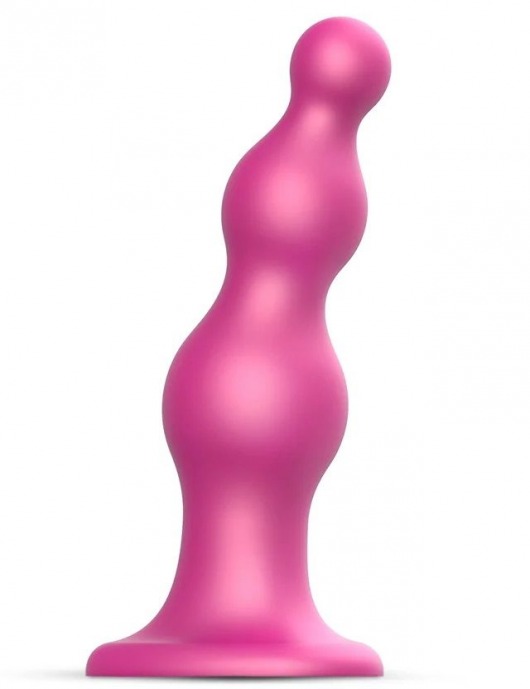 Розовая насадка Strap-On-Me Dildo Plug Beads size L - Strap-on-me - купить с доставкой в Мытищах