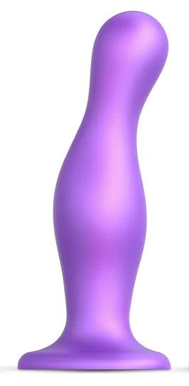 Фиолетовая насадка Strap-On-Me Dildo Plug Curvy size L - Strap-on-me - купить с доставкой в Мытищах
