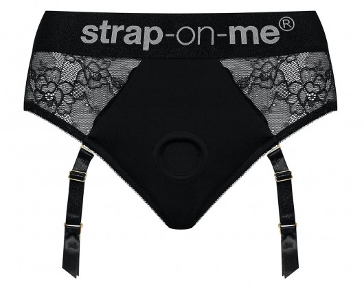 Черные трусики для насадок Diva Lingerie Harness - size S - Strap-on-me - купить с доставкой в Мытищах