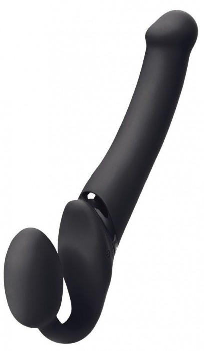 Черный безремневой вибрострапон Silicone Bendable Strap-On - size XL - Strap-on-me - купить с доставкой в Мытищах