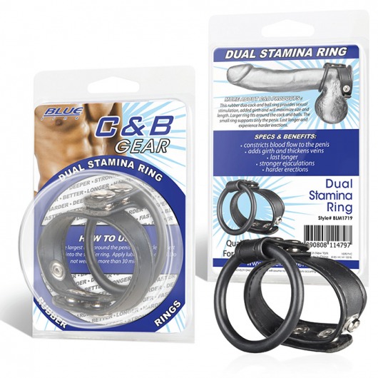 Двойное кольцо выносливости на пенис DUAL STAMINA RING - BlueLine - в Мытищах купить с доставкой