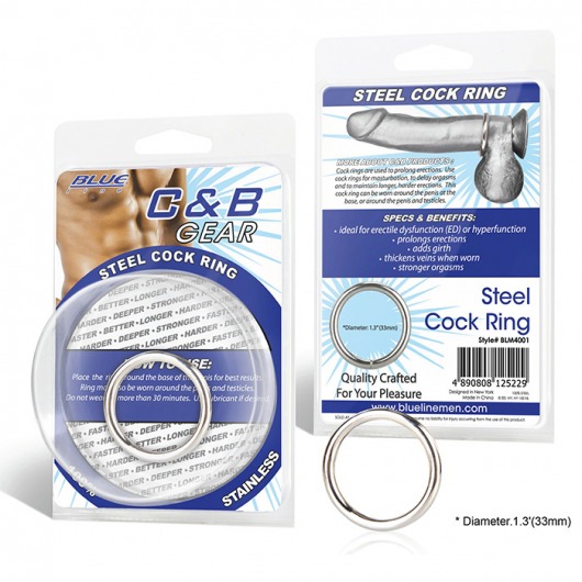 Стальное эрекционное кольцо STEEL COCK RING - 3.5 см. - BlueLine - в Мытищах купить с доставкой