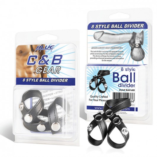 Разделитель мошонки из искусственной кожи на клепках 8 STYLE BALL DIVIDER - BlueLine - купить с доставкой в Мытищах