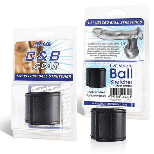 Хомут-утяжка для мошонки из искусственной кожи на липучке VELCRO BALL STRETCHER- 4 см. - BlueLine - в Мытищах купить с доставкой
