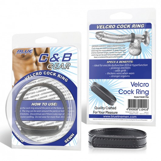 Кольцо на пенис из искусственной кожи на липучке VELCRO COCK RING - 5 см. - BlueLine - в Мытищах купить с доставкой