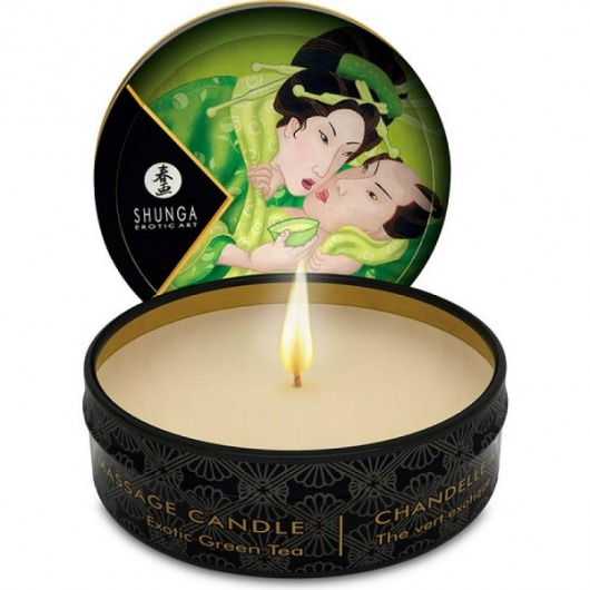 Массажная свеча Exotic Green Tea с ароматом зелёного чая - 30 мл. - Shunga - купить с доставкой в Мытищах