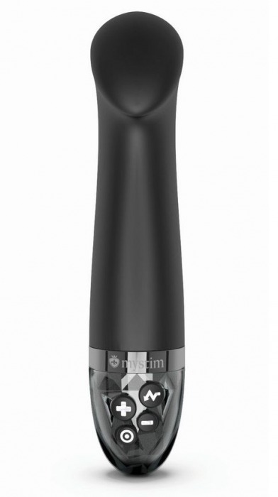 Черный вибратор с функцией электростимуляции Right on Ron - 17 см. - MyStim - купить с доставкой в Мытищах