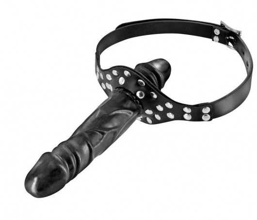 Черный кляп-фаллоимитатор Double Penis Gag - Fetish Tentation - купить с доставкой в Мытищах