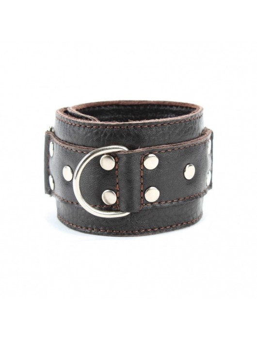 Коричневые кожаные оковы с клепками - БДСМ Арсенал - купить с доставкой в Мытищах