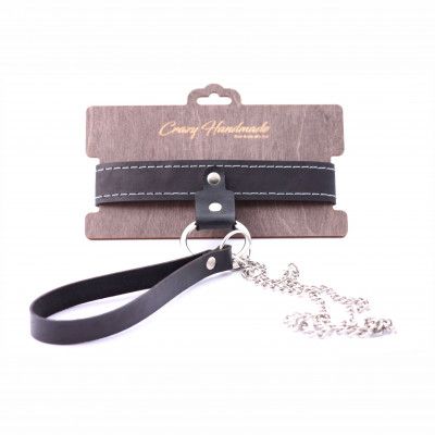 Узкий однослойный ошейник с поводком - Crazy Handmade - купить с доставкой в Мытищах