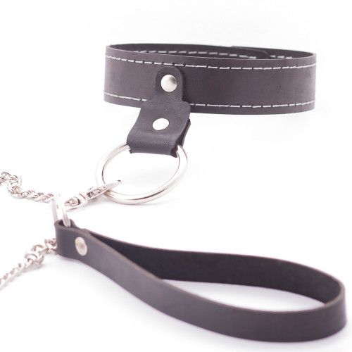 Узкий однослойный ошейник с поводком - Crazy Handmade - купить с доставкой в Мытищах