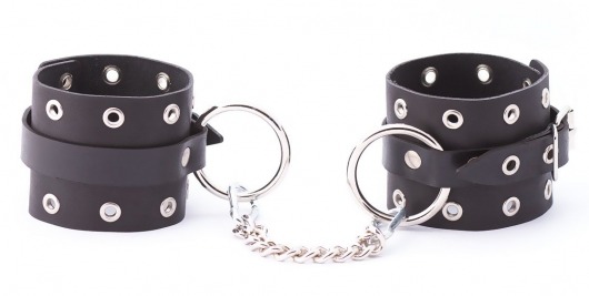 Черные кожаные оковы с люверсами - Crazy Handmade - купить с доставкой в Мытищах