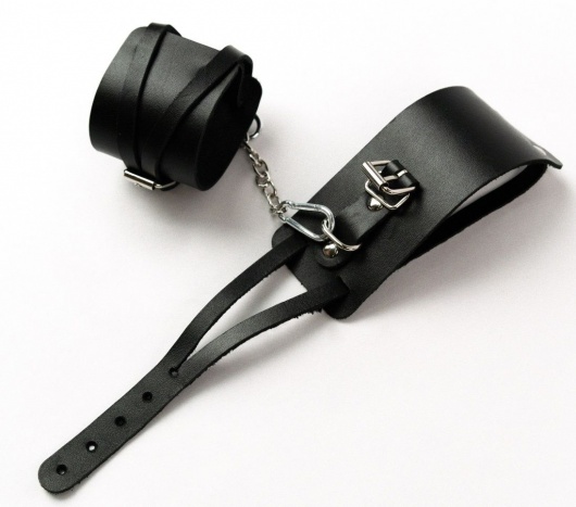 Черные кожаные оковы с креплением в виде веревочек - Crazy Handmade - купить с доставкой в Мытищах