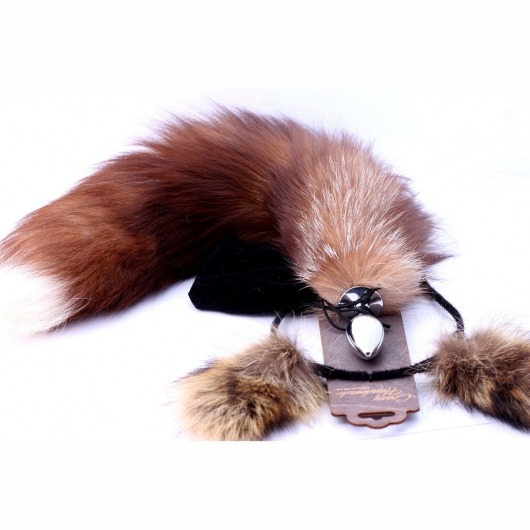 Игровой комплект: серебристая анальная пробка с пушистым хвостом и ободок-ушки - Crazy Handmade - купить с доставкой в Мытищах