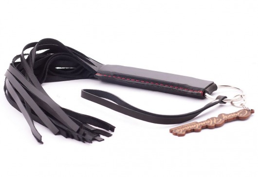 Черная кожаная плеть с удобной ручкой - 50 см. - Crazy Handmade - купить с доставкой в Мытищах