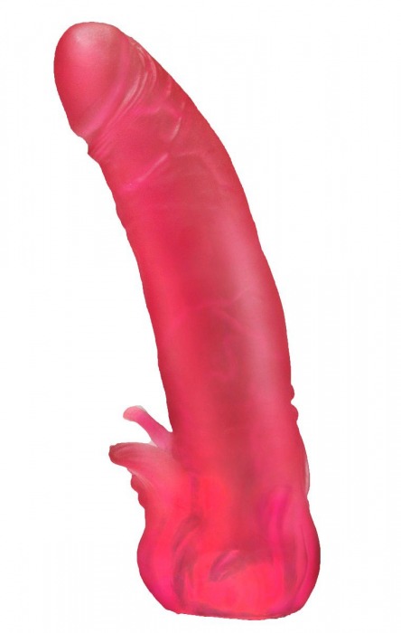 Розовая насадка для страпона с клиторальными лепестками - 18,5 см. - LOVETOY (А-Полимер) - купить с доставкой в Мытищах