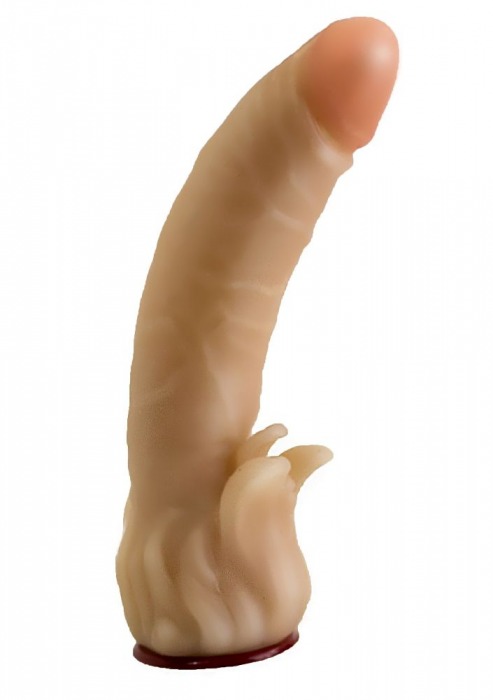 Телесная гелевая насадка-фаллос с клиторальными лепестками - 18,5 см. - LOVETOY (А-Полимер) - купить с доставкой в Мытищах