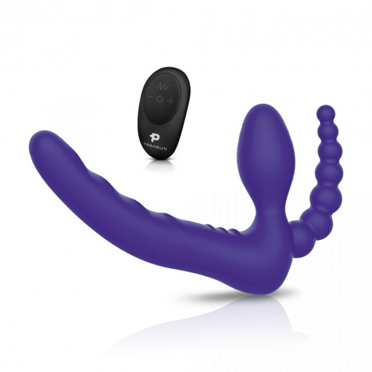 Фиолетовый безремневой страпон с пультом ДУ 7’’ Remote Control Strapless - 24 см. - Pegasus - купить с доставкой в Мытищах