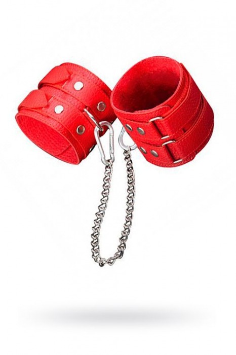 Кожаные красные оковы с цепочкой - Sitabella - купить с доставкой в Мытищах