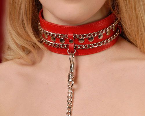 Красный ошейник с цепочками - Sitabella - купить с доставкой в Мытищах