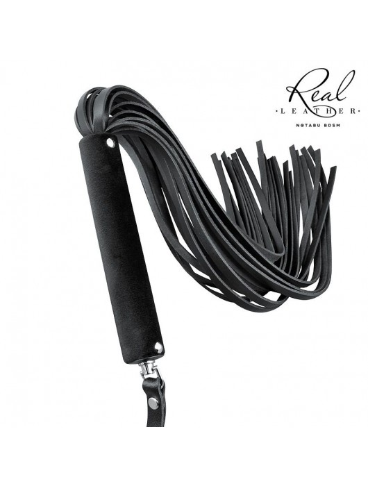 Черная кожаная плеть-флоггер - 84 см. - Notabu - купить с доставкой в Мытищах