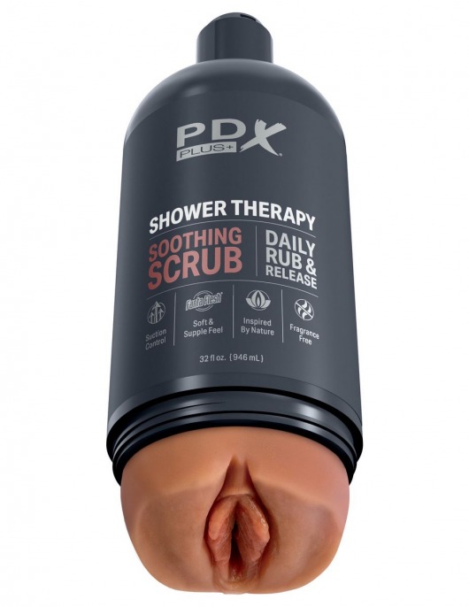 Мастурбатор-вагина цвета карамели Shower Therapy Soothing Scrub - Pipedream - в Мытищах купить с доставкой