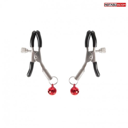 Серебристые зажимы на соски с шариками - Notabu - купить с доставкой в Мытищах