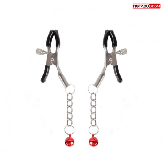 Серебристые зажимы на соски с шариками на цепочках - Notabu - купить с доставкой в Мытищах