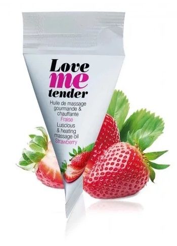 Съедобное согревающее массажное масло Love Me Tender Strawberry с ароматом клубники - 10 мл. - Love to Love - купить с доставкой в Мытищах
