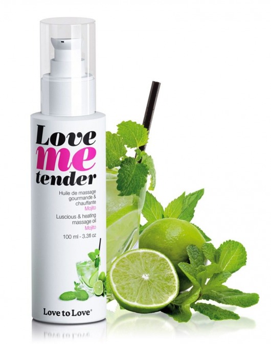 Съедобное согревающее массажное масло Love Me Tender Mojito с ароматом мохито - 100 мл. - Love to Love - купить с доставкой в Мытищах