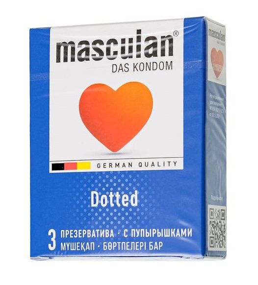 Презервативы с пупырышками Masculan Dotted - 3 шт. - Masculan - купить с доставкой в Мытищах