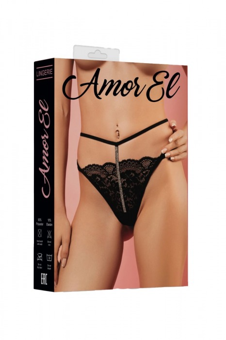 Трусики-стринги с декоративным пояском со стразами - Amor El купить с доставкой