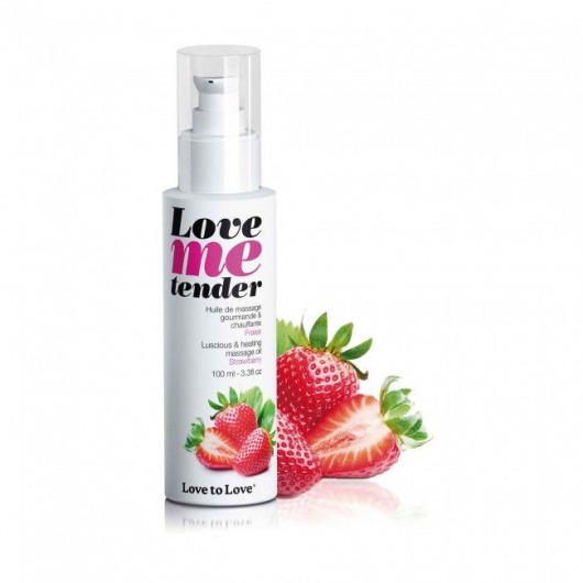 Съедобное согревающее массажное масло Love Me Tender Strawberry с ароматом клубники - 100 мл. - Love to Love - купить с доставкой в Мытищах
